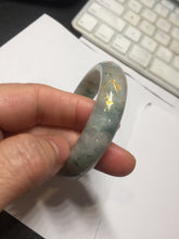 Load image into Gallery viewer, 51.2mm Certified Type A 100% Natural light green carved branches and flowers and golden-painted jadeite jade bangle BH123-6069