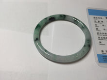 Load image into Gallery viewer, 55mm Certified Type A 100% Natural sunny green light green purple with green floating flowers slim round cut Jadeite bangle PD204-3919