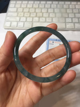 Load image into Gallery viewer, 56mm Certified Type A 100% Natural dark green/blue/gray Guatemala slim round cut Jadeite bangle PJ24-9694