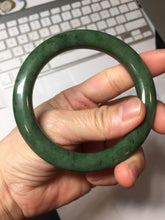 Load image into Gallery viewer, 57.4m certified 100% Natural dark green/black nephrite (碧玉) bangle HT168-8-3907