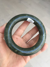 Load image into Gallery viewer, 59.5mm certified 100% Natural dark green/gray (nebula dust) chubby round cut nephrite Jade bangle HE101-0201