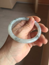 Load image into Gallery viewer, 58.5mm certified 100% natural Type A white dark green ink painting (水墨) round cut jadeite jade bangle PC160-3157