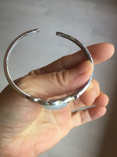 Load image into Gallery viewer, Size 52-58mm 100% natural type A light purple white jadeite jade cabochon beads open Cuff bracelet PB220