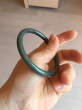 Load image into Gallery viewer, 55.4mm Certified Type A 100% Natural dark green blue gray black slim round cut Guatemala Jadeite bangle PJ14-4298