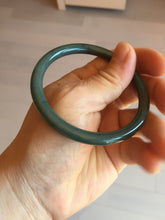 Load image into Gallery viewer, 55.4mm Certified Type A 100% Natural dark green blue gray black slim round cut Guatemala Jadeite bangle PJ14-4298