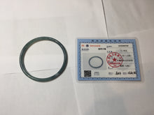 Load image into Gallery viewer, 58mm Type A 100% Natural half black half icy dark green/blue/gray Guatemala skinny round cut Jadeite bangle PJ25-9700