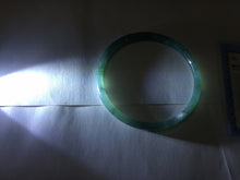 Load image into Gallery viewer, 58mm Type A 100% Natural half black half icy dark green/blue/gray Guatemala skinny round cut Jadeite bangle PJ25-9700