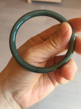 Load image into Gallery viewer, 55.4mm Certified Type A 100% Natural dark green blue gray black slim round cut Guatemala Jadeite bangle PJ14-4298