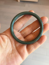 Load image into Gallery viewer, 55.4mm Certified Type A 100% Natural dark green blue gray black slim round cut Guatemala Jadeite bangle PJ14-4298