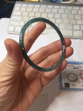 Load image into Gallery viewer, 58mm Type A 100% Natural half black half icy dark green/blue/gray Guatemala skinny round cut Jadeite bangle PJ25-9700