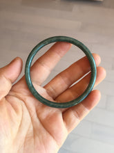 Load image into Gallery viewer, 58.2mm Certified Type A 100% Natural dark green blue gray black slim round cut Guatemala Jadeite bangle PC201-4313