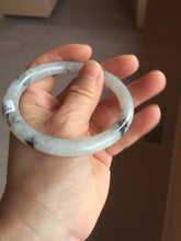 Load image into Gallery viewer, 58.5mm certified 100% natural Type A white dark green ink painting (水墨) jadeite jade bangle PC159-3152