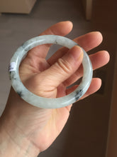 Load image into Gallery viewer, 58.5mm certified 100% natural Type A white dark green ink painting (水墨) jadeite jade bangle PC159-3152