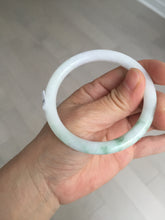 Load image into Gallery viewer, 55.4mm Certified 100% Natural type green/white with green floating flowers round cut Jadeite Jade bangle BK86-4660