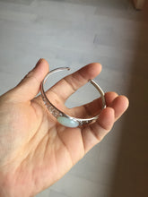 Load image into Gallery viewer, Size 52-58mm 100% natural type A light green purple jadeite jade cabochon beads open Cuff bracelet PB218