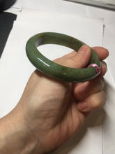 Load image into Gallery viewer, 56mm Certified Type A 100% Natural Pine Green subtle mottling russet accent Jadeite bangle KS40-1642