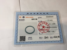 Load image into Gallery viewer, 59.2mm Certified Type A 100% Natural light green/blue/gray with flying snow Guatemala slim round cut Jadeite bangle PJ26-4318