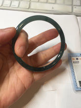 Load image into Gallery viewer, 59.2mm Certified Type A 100% Natural light green/blue/gray with flying snow Guatemala slim round cut Jadeite bangle PJ26-4318