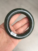 Load image into Gallery viewer, 55.5mm certified 100% Natural dark green/gray/black chubby round cut nephrite Jade bangle HF85-0882