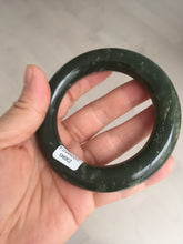 Load image into Gallery viewer, 55.5mm certified 100% Natural dark green/gray/black chubby round cut nephrite Jade bangle HF85-0882