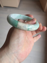 Load image into Gallery viewer, 57mm certified 100% natural type A sunny green/white jadeite jade bangle BN100-7706