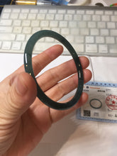 Load image into Gallery viewer, 59.2mm Certified Type A 100% Natural light green/blue/gray with flying snow Guatemala slim round cut Jadeite bangle PJ26-4318