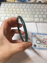 Load image into Gallery viewer, 59.2mm Certified Type A 100% Natural light green/blue/gray with flying snow Guatemala slim round cut Jadeite bangle PJ26-4318