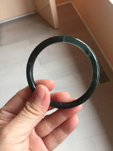 Load image into Gallery viewer, 57mm Type A 100% Natural icy black(冰乌鸡) blue gray Guatemala Slim Round Cut Jadeite Bangle PJ149-1379
