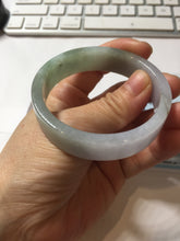 Load image into Gallery viewer, 52.4mm Certified 100% natural Type A half dark green gray black(油青) half light purple Breeze of Provence series((普罗旺斯的风)) square jadeite jade bangle AZ177-0508