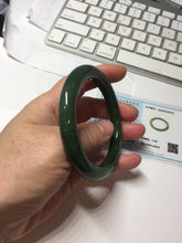 Load image into Gallery viewer, 56.2mm certified 100% Natural dark green/black nephrite (碧玉) bangle Ht168-10-3918