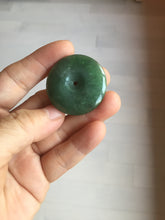 Load image into Gallery viewer, 34mm Type A 100% Natural oily dark green(老油青) Jadeite Jade Safety Guardian lenticular disc Button donuts pendant PA106