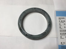 Load image into Gallery viewer, 55mm Certified Type A 100% Natural dark green purple with floating flowers Jadeite bangle PD134-6287