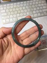 Load image into Gallery viewer, 57.5mm Type A 100% Natural dark green/blue/gray Guatemala slim round cut Jadeite bangle PJ27-4304