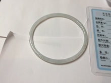Load image into Gallery viewer, 59mm certifide Type A 100% Natural light green white skinny round cut Jadeite Jade bangle AZ178-0515