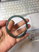 Load image into Gallery viewer, 57.5mm Type A 100% Natural dark green/blue/gray Guatemala slim round cut Jadeite bangle PJ27-4304