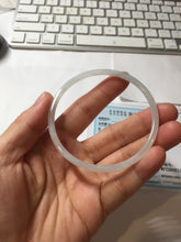 Load image into Gallery viewer, 59mm certifide Type A 100% Natural light green white skinny round cut Jadeite Jade bangle AZ178-0515