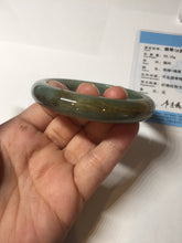 Load image into Gallery viewer, 55.4mm certified 100% natural Type A dark green yellow gray black jadeite jade bangle AA72-7576