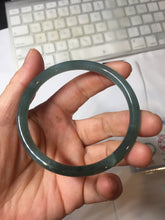 Load image into Gallery viewer, 57.5mm Type A 100% Natural dark green/blue/gray Guatemala slim round cut Jadeite bangle PJ27-4304
