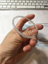Load image into Gallery viewer, 59mm certifide Type A 100% Natural light green white skinny round cut Jadeite Jade bangle AZ178-0515