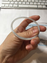 Load image into Gallery viewer, 59mm certifide Type A 100% Natural light green white skinny round cut Jadeite Jade bangle AZ178-0515