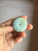 Load image into Gallery viewer, 34.4mm Type A 100% Natural light green Jadeite Jade Safety Guardian Button donuts pendant PA107