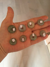 Load image into Gallery viewer, 16-20mm Type A 100% Natural icy watery light green white gray Jadeite Jade Safety Guardian Button donuts Pendant group AU81
