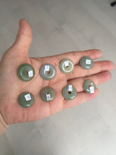 Load image into Gallery viewer, 16-20mm Type A 100% Natural icy watery light green white gray Jadeite Jade Safety Guardian Button donuts Pendant group AU81
