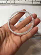 Load image into Gallery viewer, 59mm certifide Type A 100% Natural light green white skinny round cut Jadeite Jade bangle AZ178-0515