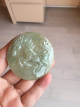 Load image into Gallery viewer, 100% Natural type A light green yellow jadeite Jade horse pendant worry stone AA93