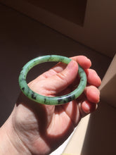 Load image into Gallery viewer, 55mm Certified 100% Natural Fresh Young Green/Dark Green/Black Green Ink Painting (绿水墨) Round Cut Nephrite (Wulanhai 乌兰海碧玉) Bangle HN166-7328