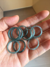 Load image into Gallery viewer, 16.7mm Size 6 1/4 100% natural type A dark green blue black gray Guatemala jadeite band ring group PE15