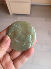 Load image into Gallery viewer, 100% Natural type A light green yellow jadeite Jade horse pendant worry stone AA93