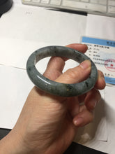 Load image into Gallery viewer, 55mm Certified Type A 100% Natural dark green purple with floating flowers Jadeite bangle PD134-6287