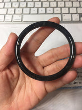 Load image into Gallery viewer, 57mm Type A 100% Natural icy black(冰乌鸡) blue gray Guatemala Slim Round Cut Jadeite Bangle PJ149-1379